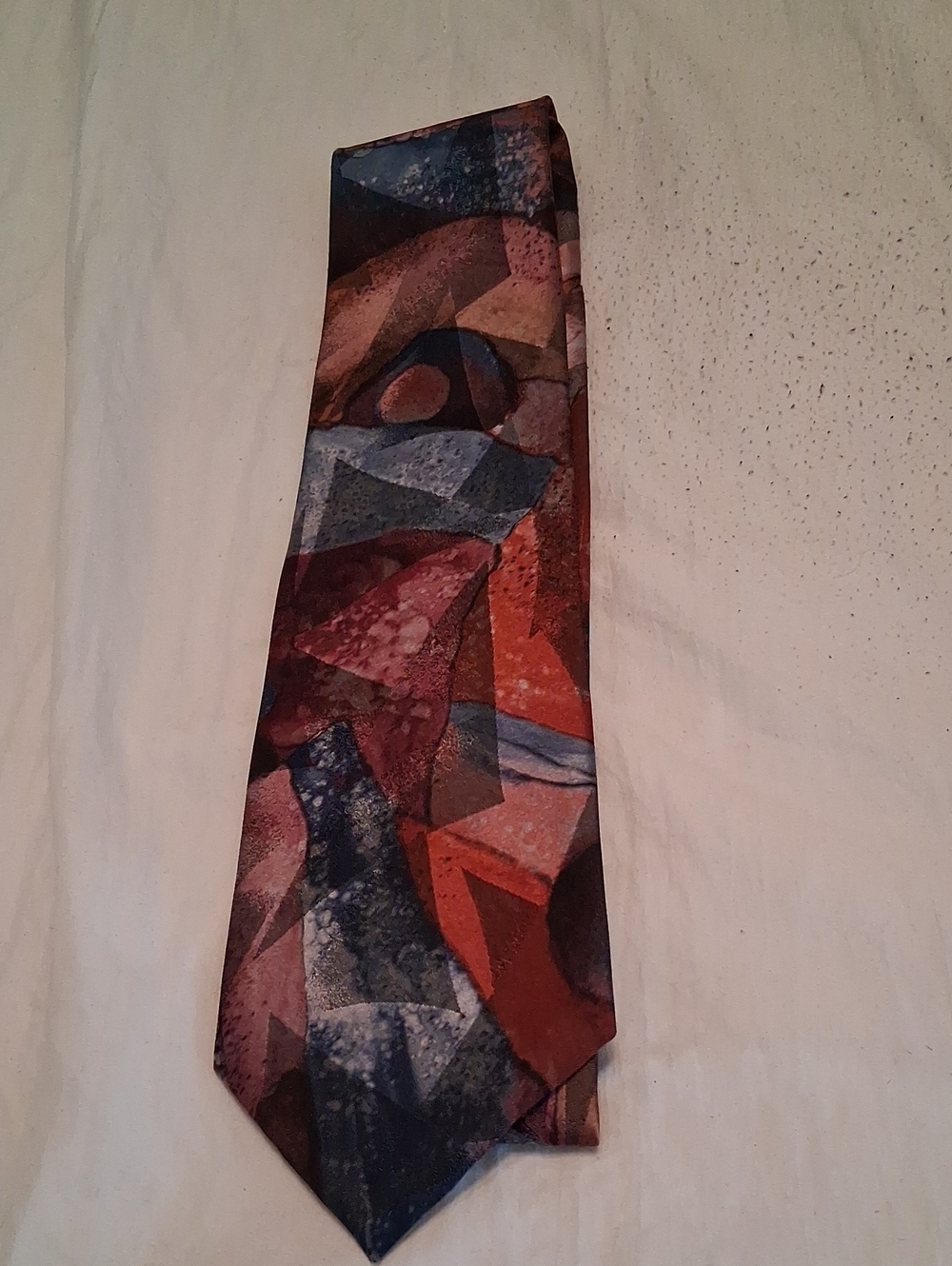 Vintage Buckingham Men's Abstract Pattern Tie in Brown and Blue. Office, Formal